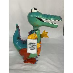 NEW LAWN GARDEN RAINBOW MULTICOLOR ALLIGATOR CROCODILE METAL ART